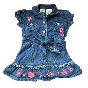 Jean Dress w/ Floral Embroidery & Appliques